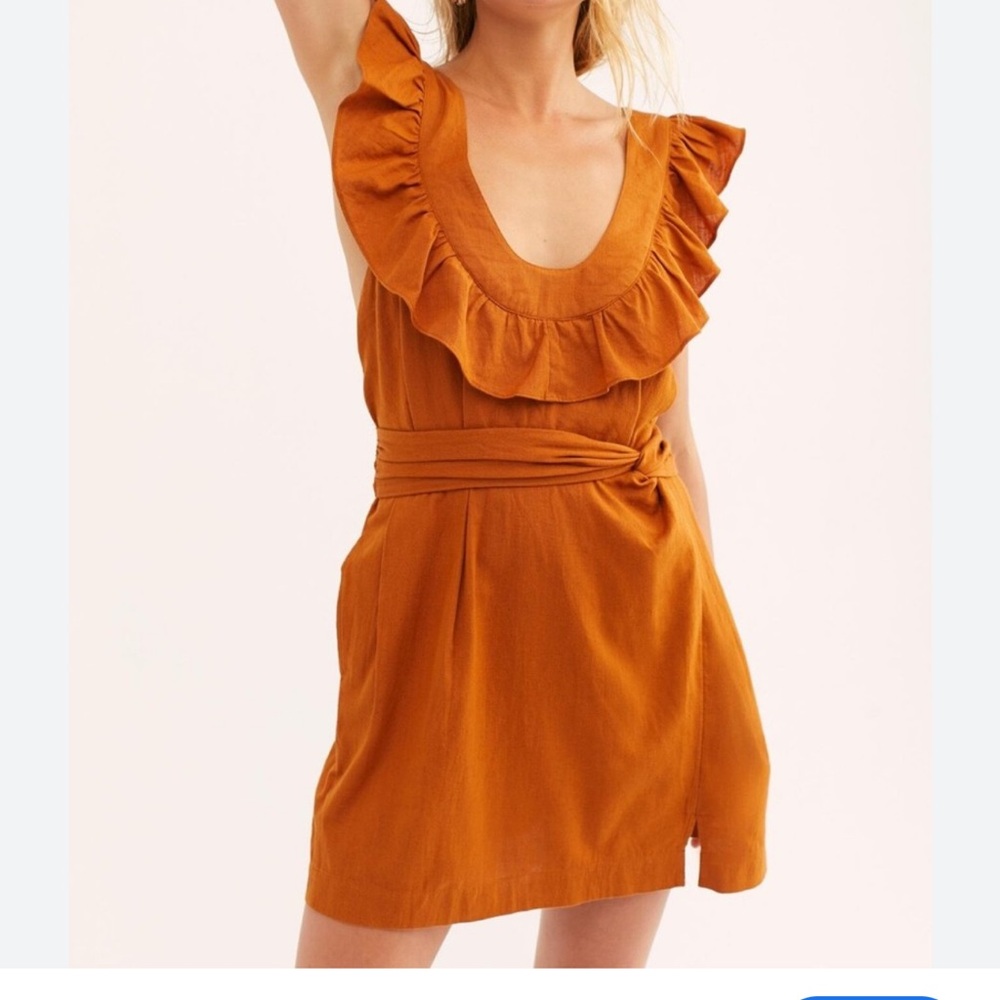 Free People Terracotta Ruffled Mini Dress